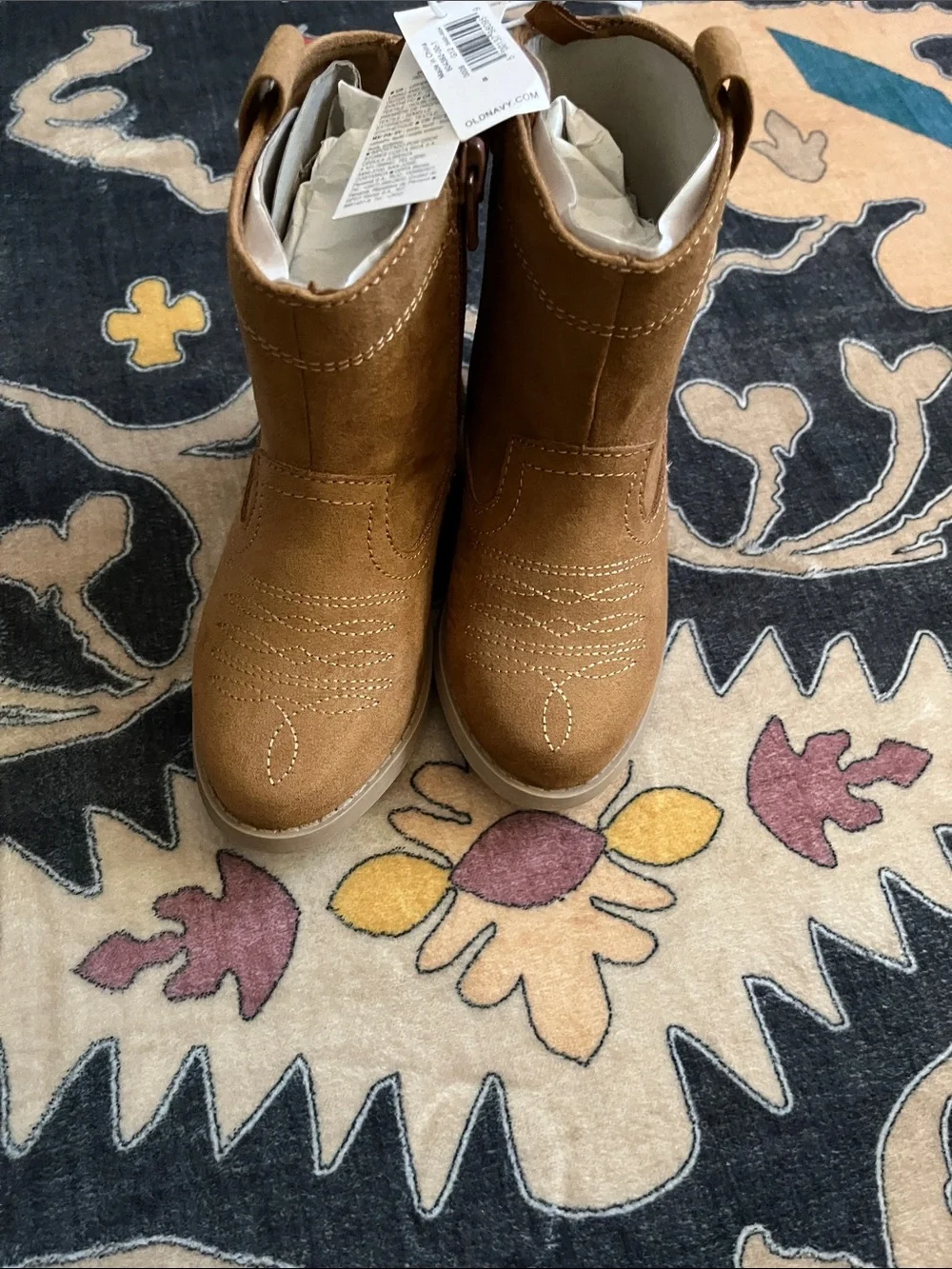 NWT Old Navy Brown Kids Cowboy Booties with Heart Patch
